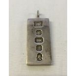 A silver ingot pendant approx weight 30.7g