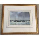 Cavendish Morton RI watercolour 'Club Boats, Bembridge Harbour' 18 x 26cm. Framed & glazed. Frame