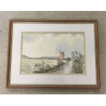 Watercolour 'Horsey Mill' signed lower right Ron Brooks. Picture size 23 x 35cm. Frame size 38 x