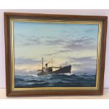 Maritime oil on canvas of a trawler by Keith Aspinath (renowned for aviation subjects) 36 x 46cm