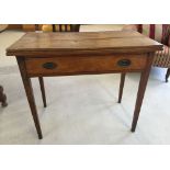 A Victorian oak hall table with 4 plank opening top. 88 x 45cm when top closed, 88 x 88cm when open