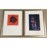 2 Chris Croton prints 'Poppy Head I' and stained glass window. Mounts signed in pencil. Framed &