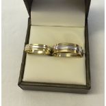 Ladies & gents matching 9ct yellow and white gold wedding bands. Sizes O½ and K. Total weight approx