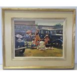 Raymond Leech oil on board 'Not Such a Vintage Collection - Holkham Hall - car rally', 30 x 40cm.