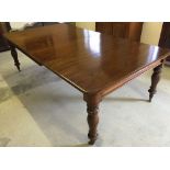 A Victorian mahogany 2 leaf extending dining room table. 130 x 236cm when extended. 130 x 154