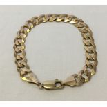 Hallmarked 9ct gold flat link bracelet, approx 20cm. Weight approx 15g.