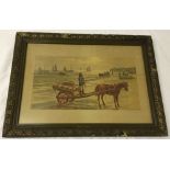 A Victorian framed & glazed colour print of Yarmouth beach, 1895. 36 x 49cm.