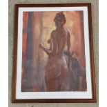 A Limited Edition print of a nude. Signed in pencil 59/300. Framed & glazed. Frame size 55 x 44cm.
