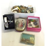 A quantity of costume jewellery together with modern dragonfly necklace and watch set.