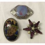 3 vintage brooches to include silver.