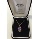 A boxed Sherwood hand crafted crystal butterfly pendant on a sterling silver 18 inch chain.