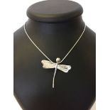 Silver dragonfly pendant necklace. Dragonfly approx 4.5cm long x 5cm wide.