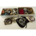 2 boxes of assorted miscellaneous costume jewellery and watches.