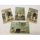 4 coloured Edwardian seaside postcards by E. J. Hey & Co. - unstamped.