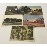 5 postcards depicting trains or stations: 1) Oban Express. 2) Royal Mail Train Bombay. 3) Southern