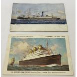 2 coloured postcards of ships TSS. Nestor (Blue Funnel Line) & D.D. Statendam (Holland - Amerika