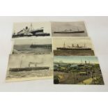 6 maritime ship postcards including cunard white star MV Britannic.