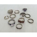 A small quantity of rings. Some stone set. To include 925 silver.