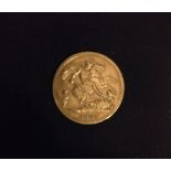 An 1898 Victoria gold half sovereign coin