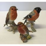 2 Goebels bird figures: Bullfinch & Robin, together with a Beswick Robin figure #980 with repair