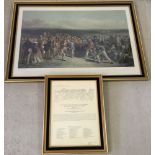 A large framed & glazed print 'The Golfers' together with a framed key plate.