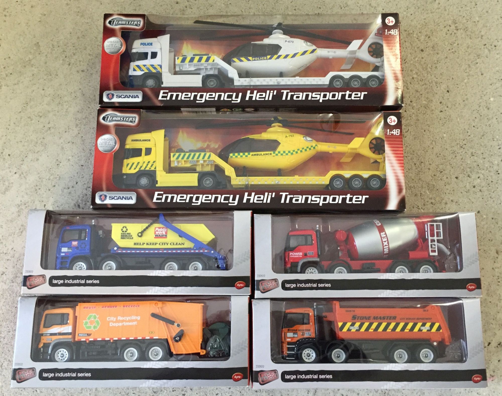 2 boxed Teamsters Emergency Transporters, together with 4 Fueline boxed industrial vehicles.