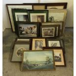 A collection of approx 30 framed and glazed prints of various sizes and subjects.