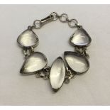 925 silver bracelet sey with 5 large clear quartz stones.
