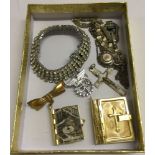 A collection of vintage holiday keepsakes and costume jewellery.