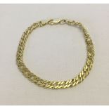 925 silver gilt bracelet with double flat links. Approx 20cm long.