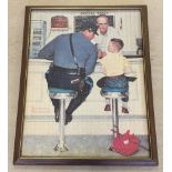 A large framed & glazed Norman Rockwell jigsaw, 59 x 71cm.