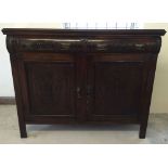 2 drawer, 2 door dresser base with decorative panels to doors (approx 117cm wide x 94cm high).