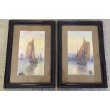 A pair of vintage framed and glazed prints of Wherry's at sea. Approx visible print size 34cm x