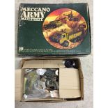 Boxed Meccanno Army Multikit c1970s with a box of misc parts & motors.