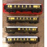 4 Tri-ang OO gauge Pullman coaches, all different (1 boxed).