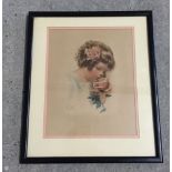 A Bessie Pease Gutmann picture of a girl with a rose. 25 x 20cm, framed & glazed.