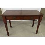 Victorian writing table, 2 drawers with brass handles.