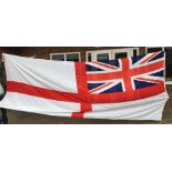 A large white ensign flag from the decommissioned aircraft carrier HMS Invincible (Scrapper 2010).