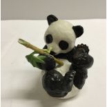 Panda sculpture - WWF figure issued by Fanklin Mint with wooden stand & original receipt.