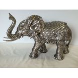 A large silver elephant with mirrored design (approx 48cm wide x 32cm high).