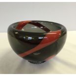 An American Art glass red & smokey coloured bowl by Cristy Aloysi & Scott Graham. Signed 'Aloysi &
