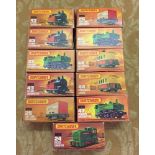 11 boxed assorted Matchbox 75 trains and coaches.