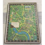 A 1959 Scott map of Harvard University & Rodcliffe college. 86 x 65cm. Framed & glazed.