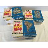 A box of 10 Waddingtons Jig-Maps jigsaws.