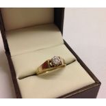 Hallmarked 9ct gold solitaire diamond ring, small stone in an illusion setting. Size N, weight