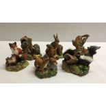 Set of 6 'The Woodland Animals' sculptures by Richard Orr. Issued by Fanklin Mint.