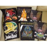 6 large 1980s Heavy metal Rock & Motor cycle cloth back patches. Each 35 x 28cm.