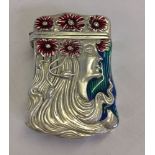 An Art Nouveau style enamelled vesta case (approx 4cm wide x 6cm high).