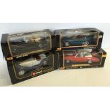 3 Maisto boxed cars together with a Bburago boxed car, all 1:18 scale - to include a Jaguar XK