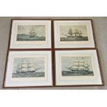 4 prints of clipper ships, framed & glazed. 30 x 40cm.